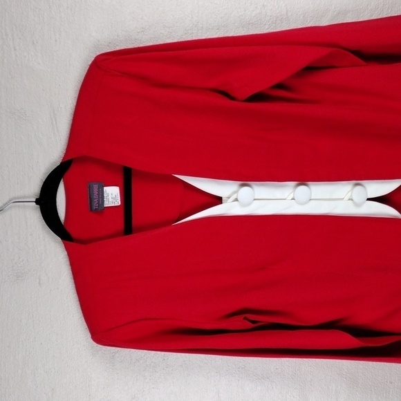 Tina Barrie Vintage Red V-Neck Button Front Long Sleeve Classic Length Blazer - Picture 2 of 12